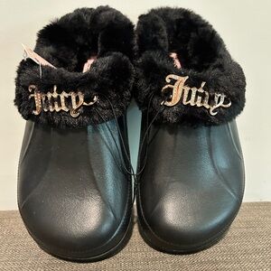 Juicy Couture Black Slippers with Gold Logo